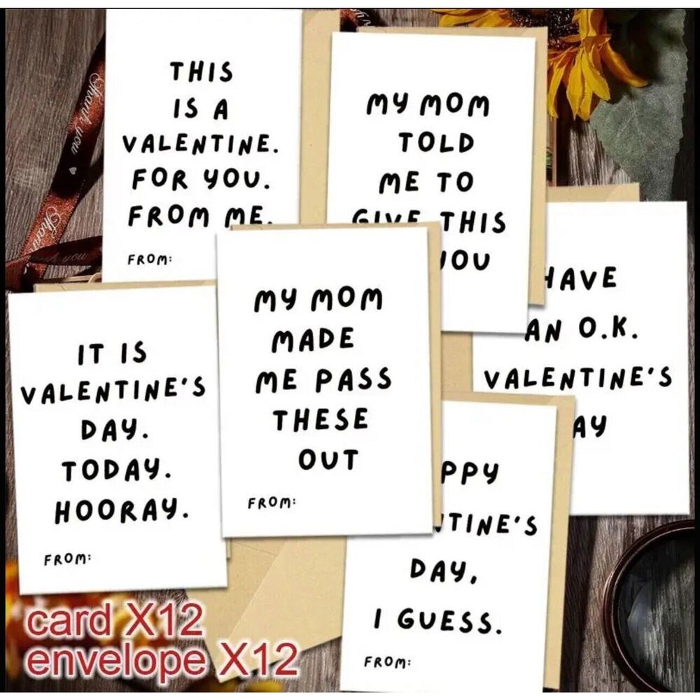 Funny/Sarcastic Sayings Kids School Valentines Day School Cards